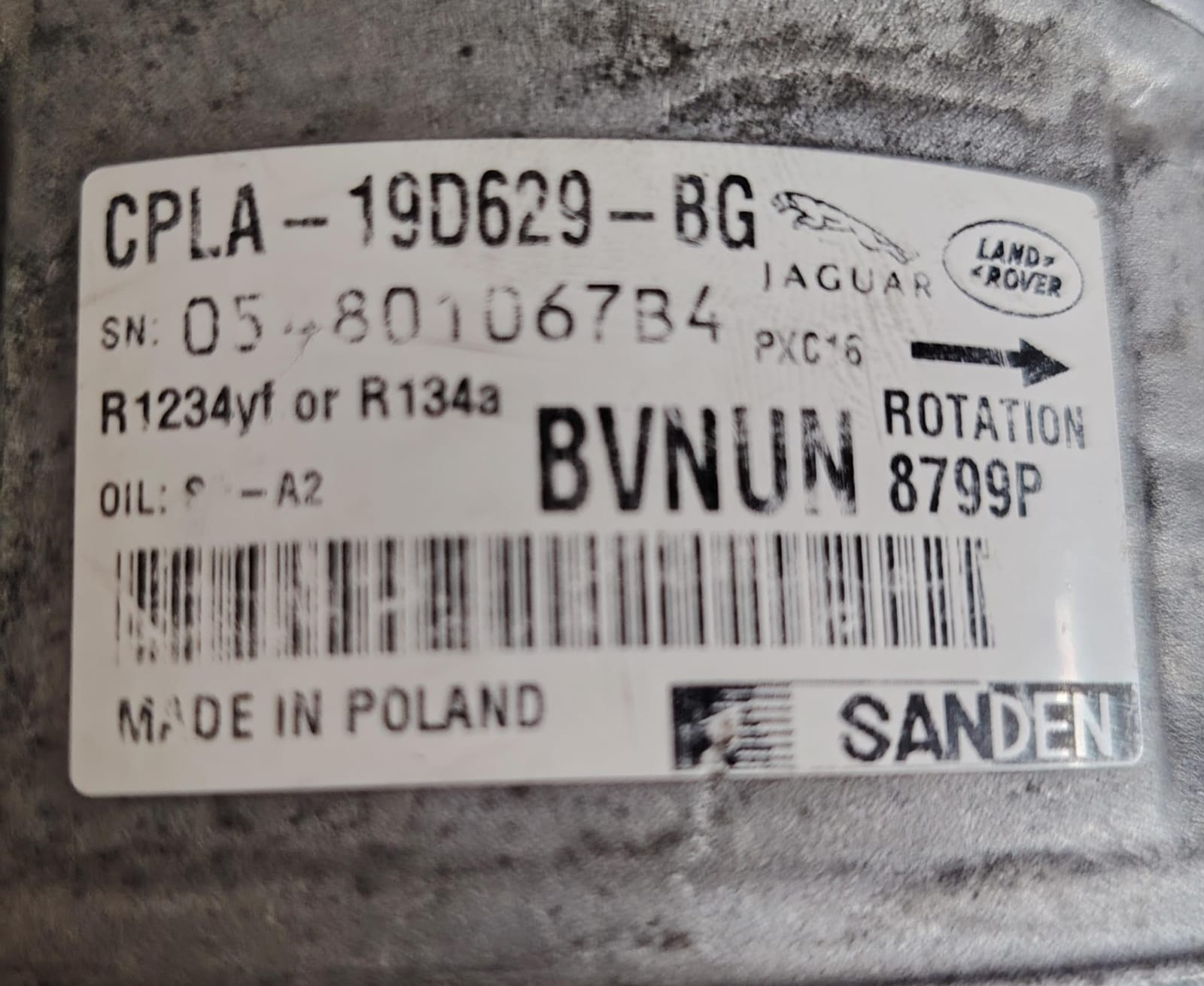 COMPRESOR DE AIRE, LAND ROVER, / JAGUAR, 2015-2019#CPLA-19D629-BG