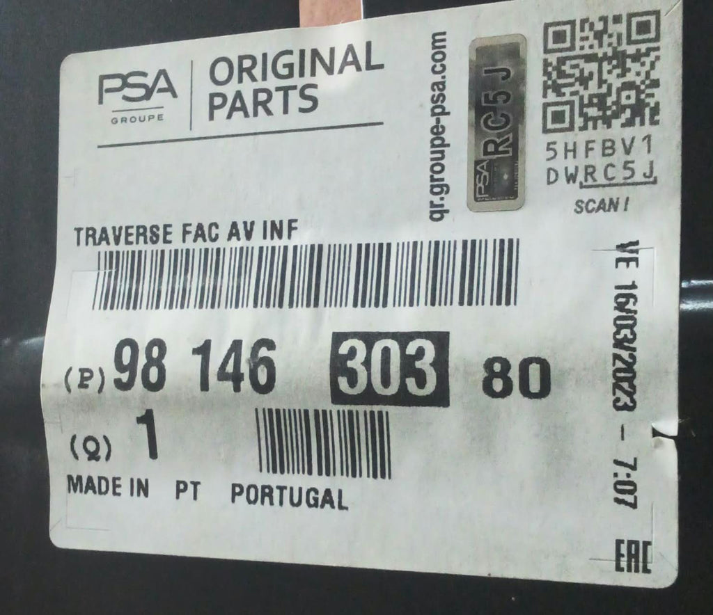 TRAVERSAÑO INFERIOR DELANTERO, PEUGEOT, CITROËN, 2013–2018#9814630380